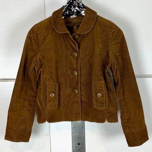 J Crew Brown Corduroy Stretch Jacket Button up Size 0P